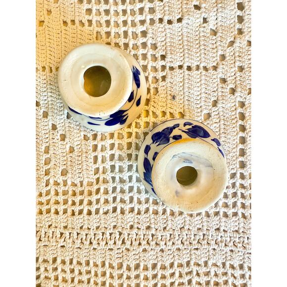 Porcelain Blue Delft Candlestick Holders Set of Two - Picture 6 of 6